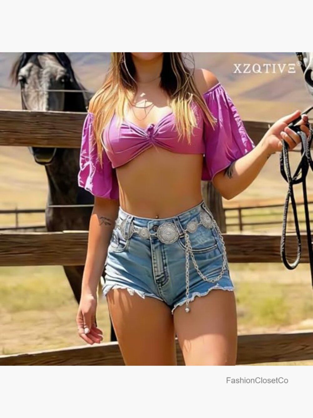 Western Concho Chain Belt for Women Cowgirl Country Rodeo Turquoise Belt - Picture 4 of 7